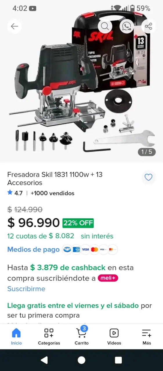 Fresadora Skil 1831 1100W con Accesorios - 3