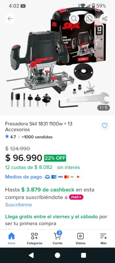 Fresadora Skil 1831 1100W con Accesorios - miniatura 3