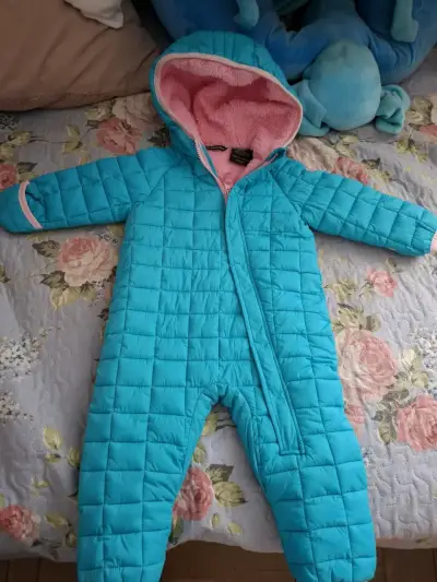 Enterito de invierno para bebé azul con capucha - miniatura 1