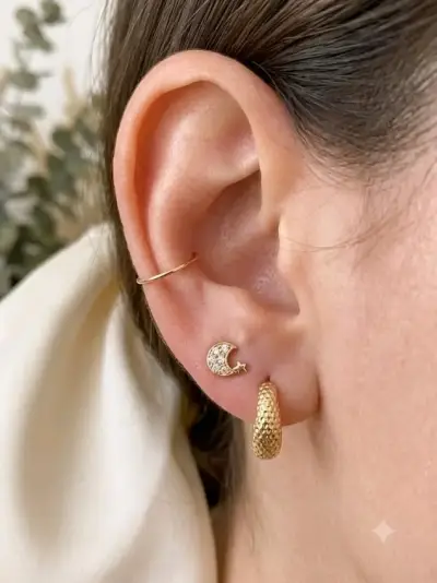 Aros doble baño de oro 18k - miniatura 1