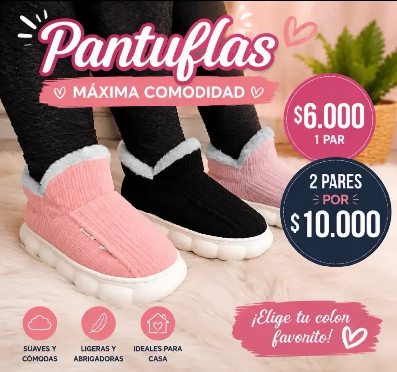 Pantuflas suaves y cómodas para casa