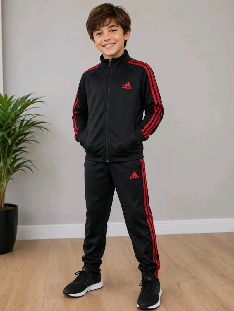 Pantalón de buzo niño Adidas negro y rojo - 1