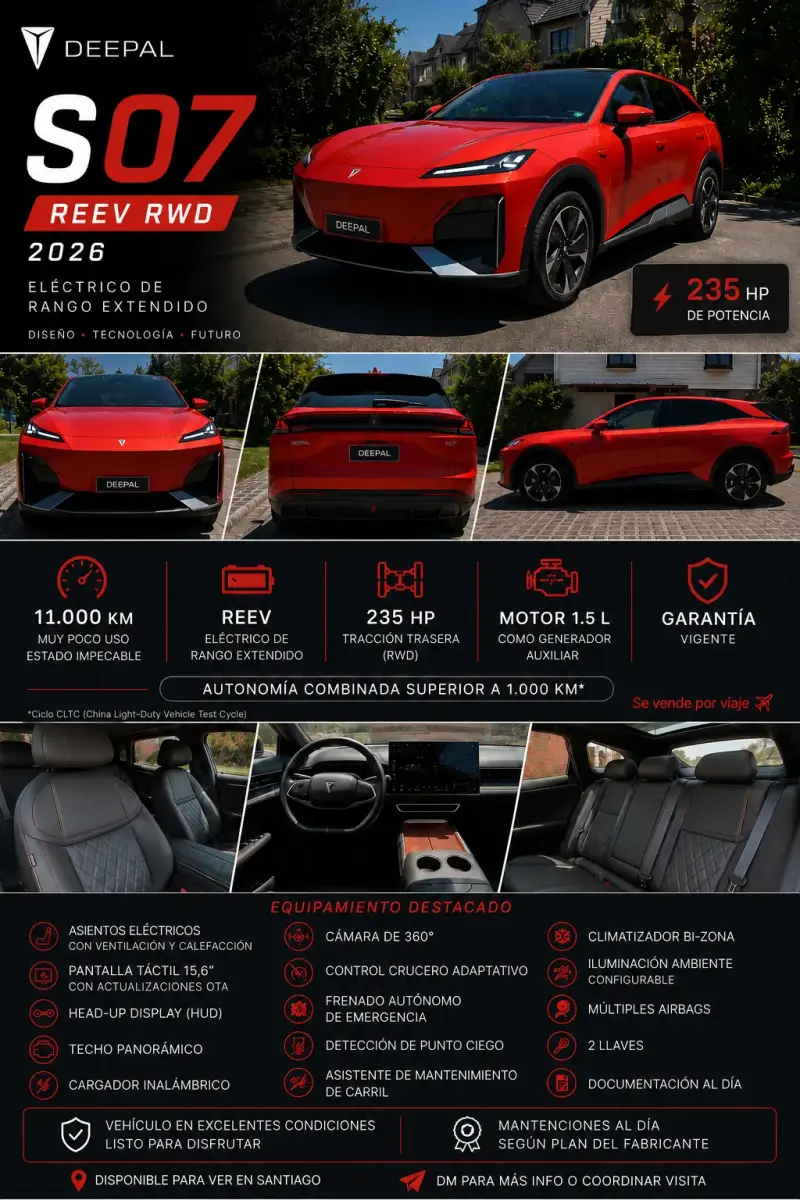 Auto eléctrico Deepal S07 REEV RWD 2026 rojo