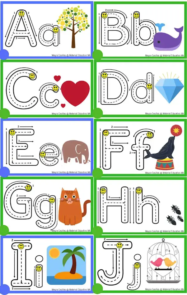 Tarjetas Educativas de Abecedario para Niños