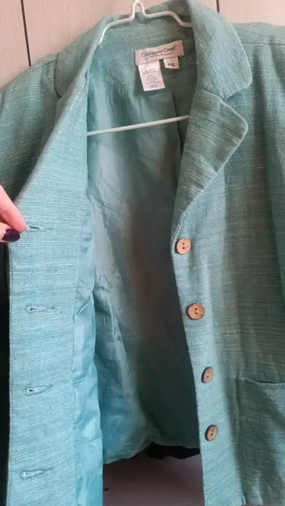 Blazer verde de lino y seda Coldwater Creek - miniatura 3