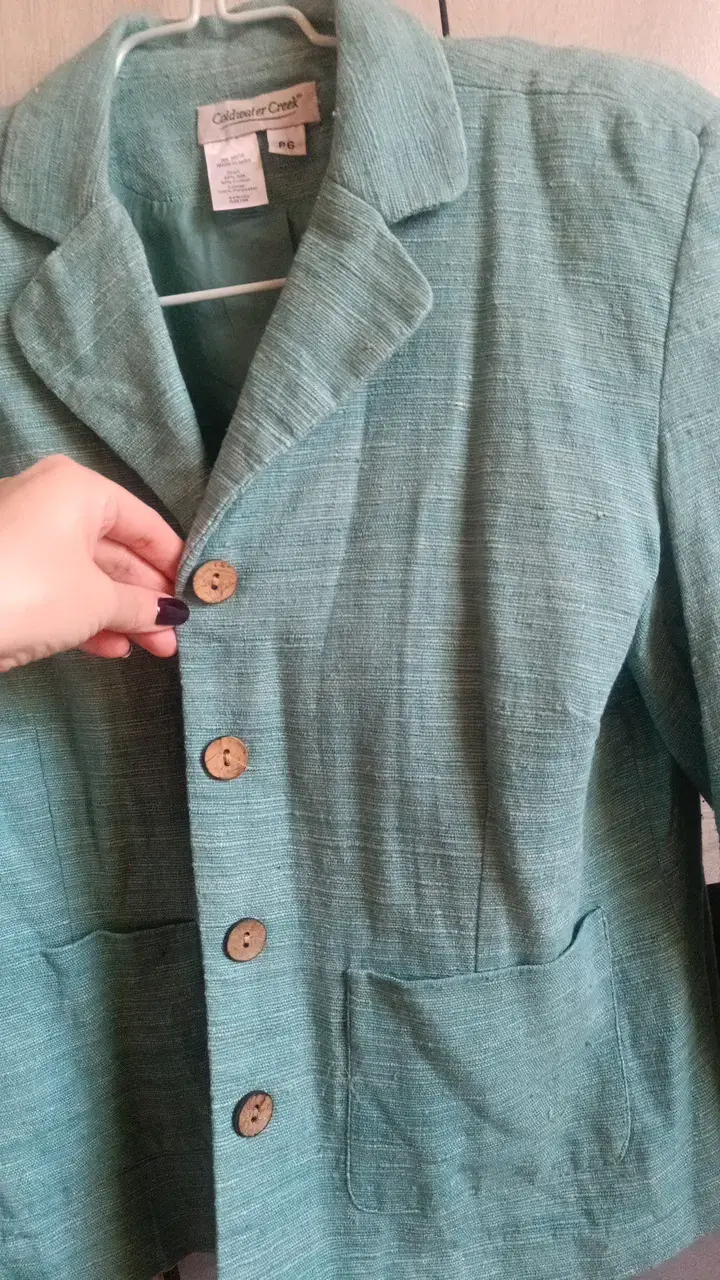 Blazer verde de lino y seda Coldwater Creek - 4