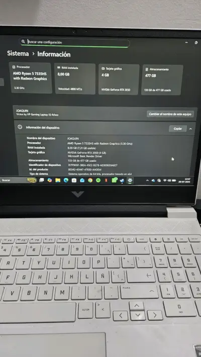 Laptop HP Victus Gaming Ryzen 5 8GB RAM - miniatura 2
