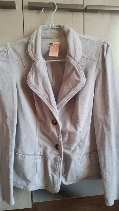 Chaqueta de pana gris Faded Glory para mujer - miniatura 1