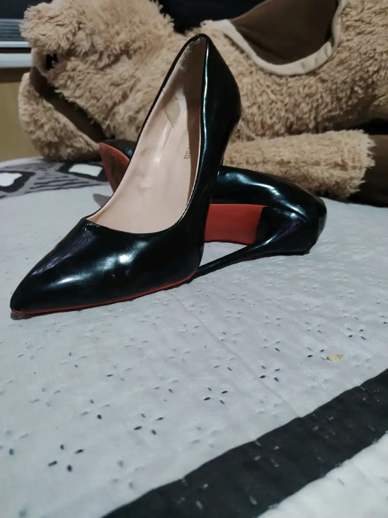 Tacones de charol rosa, negro y blanco para mujer - 4