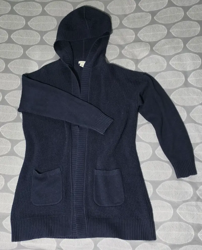 Cárdigan de lana azul con capucha L.L. Bean - 1