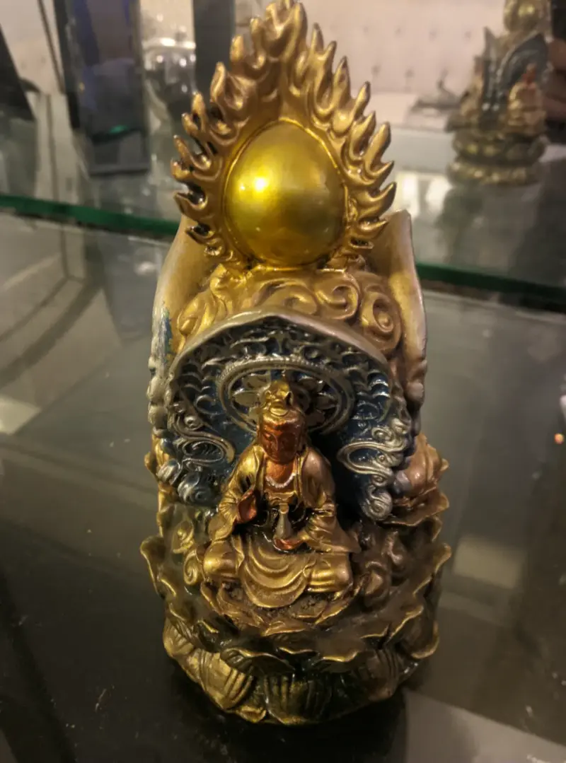 Estatua Decorativa de Buda esmaltado en Bronce - 3