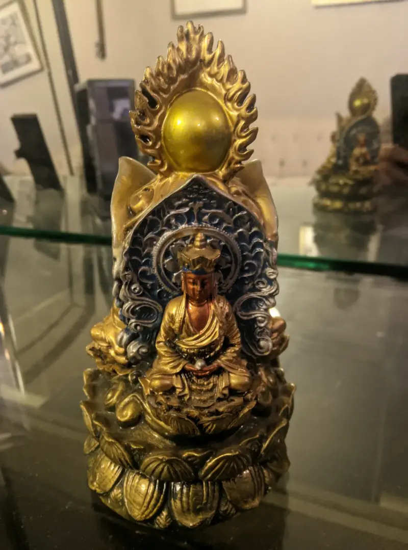 Estatua Decorativa de Buda esmaltado en Bronce - 4