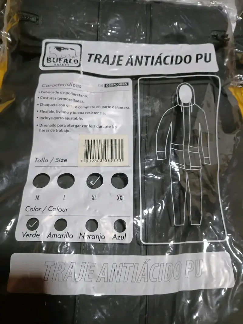 Traje Antiácido PU Buffalo Safety Verde XL - 1