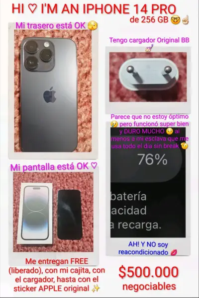 iPhone 14 Pro 256GB Deep Purple con cargador - miniatura 1