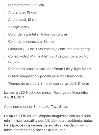 Lámpara LED Inteligente Recargable AK-DECO011 - miniatura 5