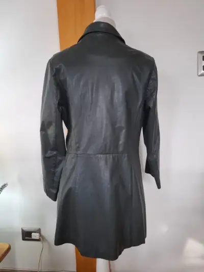 Chaqueta de cuero verde oscuro para mujer - miniatura 6