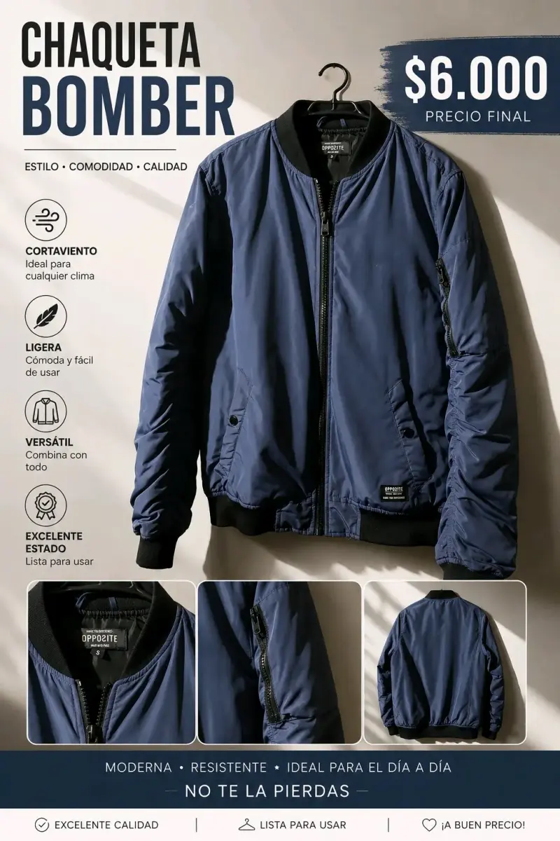 Chaqueta Bomber Azul OPPOSITE S - 1