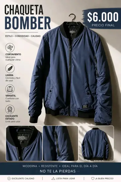 Chaqueta Bomber Azul OPPOSITE S - miniatura 1