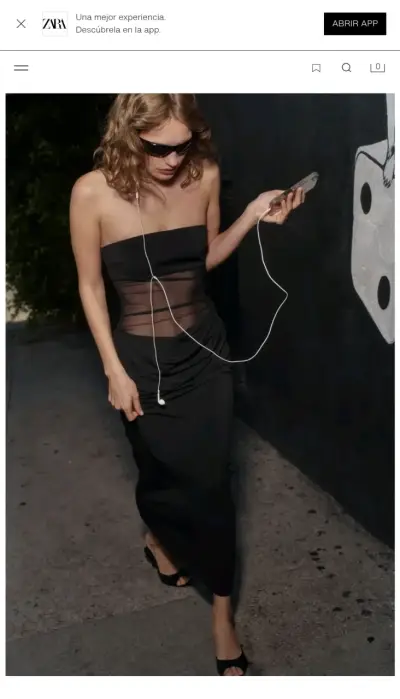 Vestido  Zara negro con paneles transparentes - miniatura 1