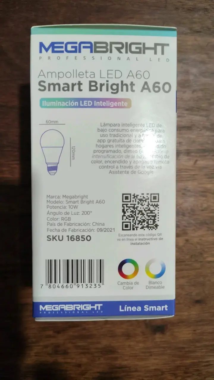 Ampolleta LED Inteligente MegaBright A60 - 2
