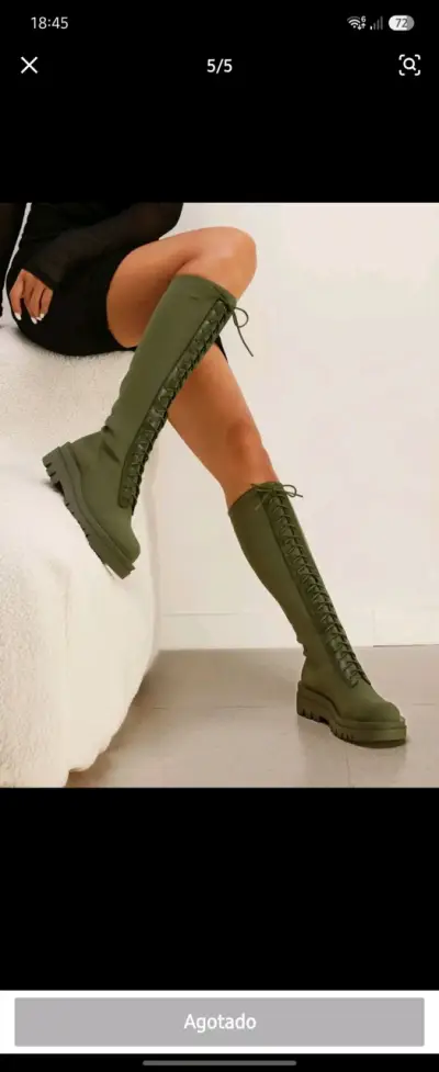 Botas de montar verdes con cordones - miniatura 1
