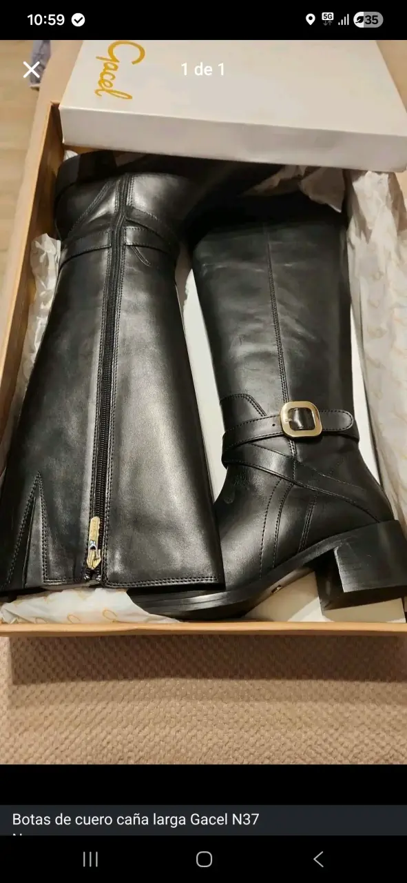 Botas de cuero negras caña larga Gacel talla 37