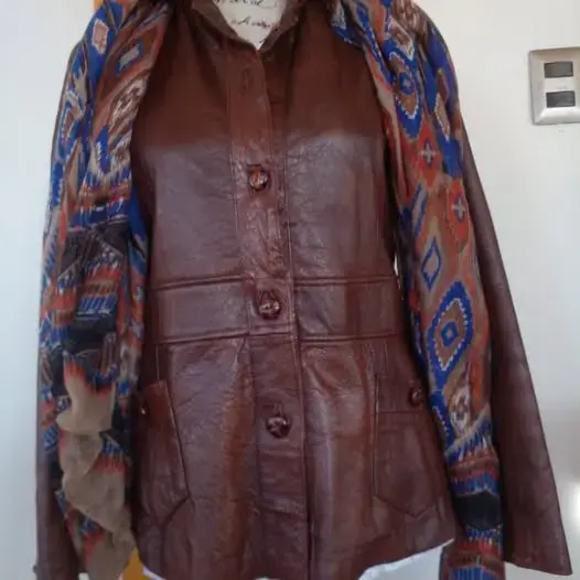 Chaqueta de cuero marrón para mujer - 3