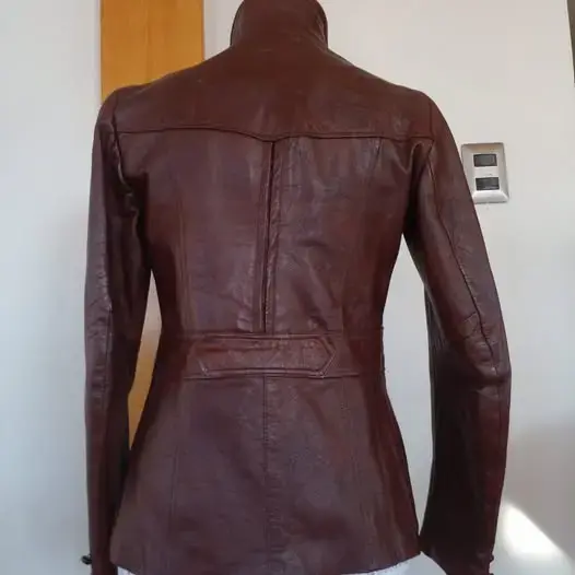 Chaqueta de cuero marrón para mujer - 4