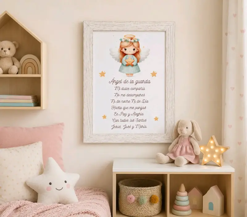 Cuadro Decorativo Ángel de la Guarda Infantil - 1
