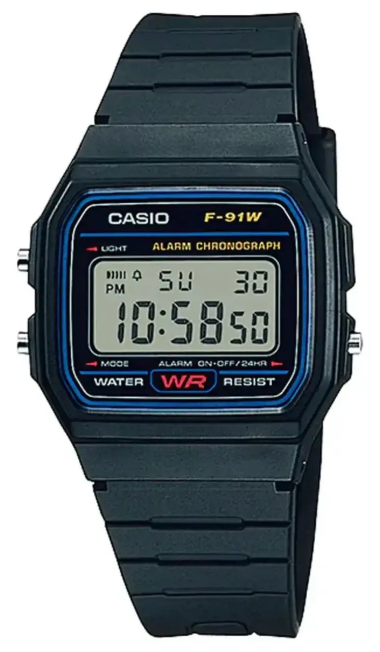 Reloj digital Casio F-91W resistente al agua - 1