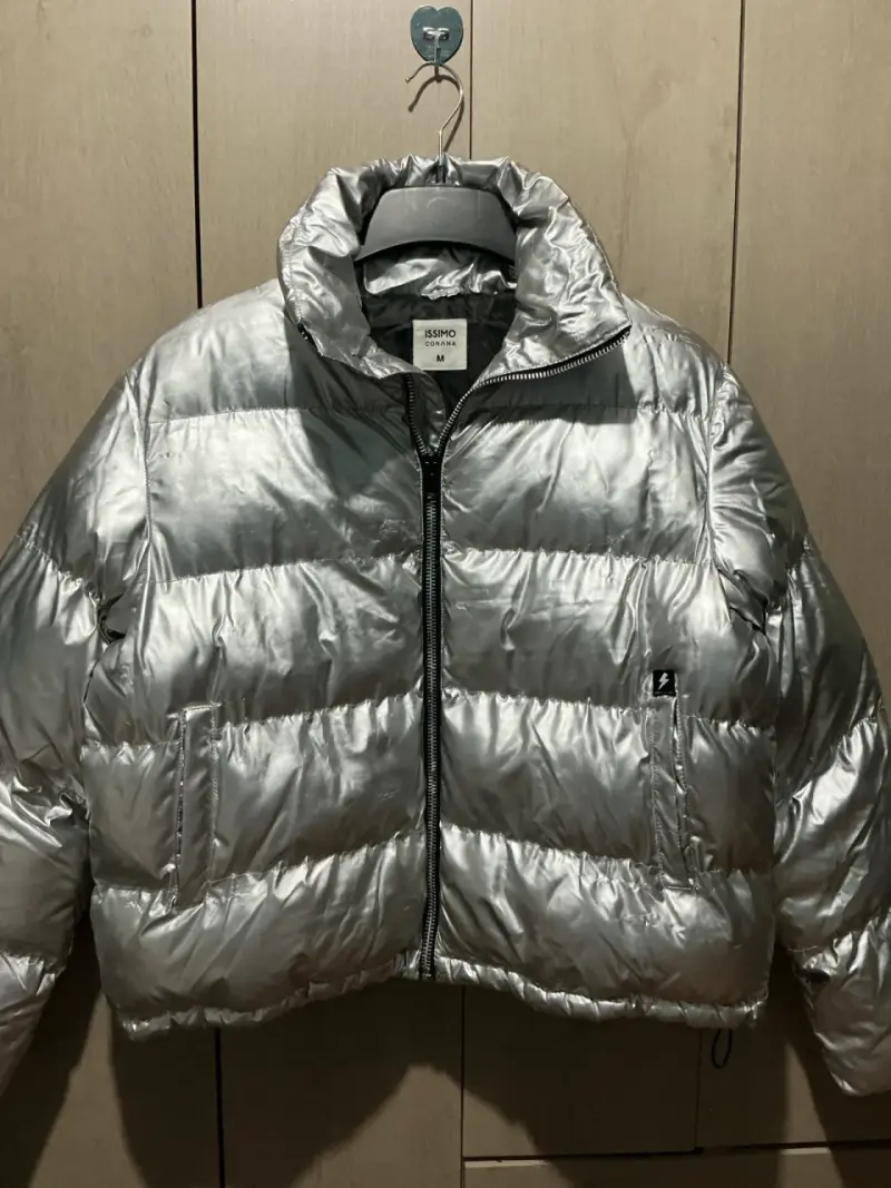 Chaqueta de plumas plateada Issimo talla M