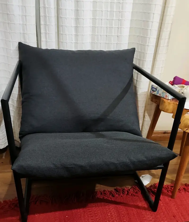 Sillón moderno de tela gris oscuro (Zinus} - 1