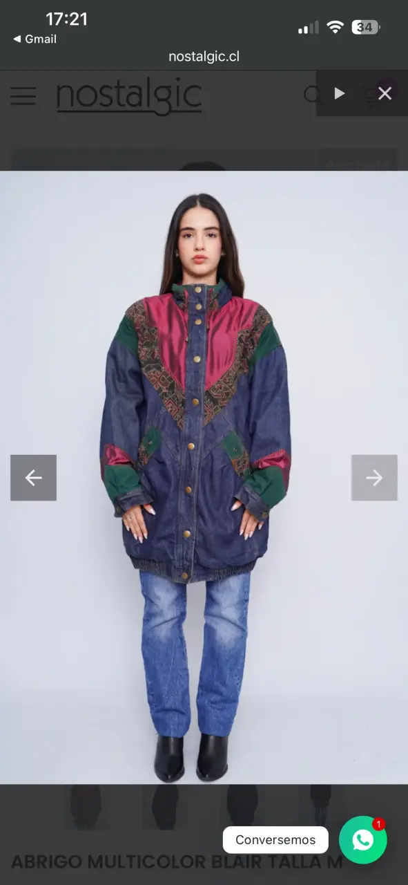 Abrigo multicolor estilo vintage talla M