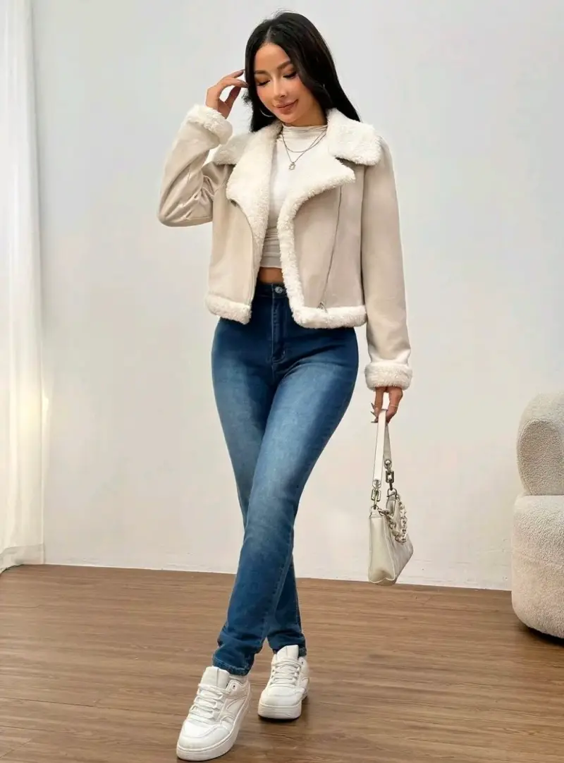 Chaqueta de invierno blanca corta - 3