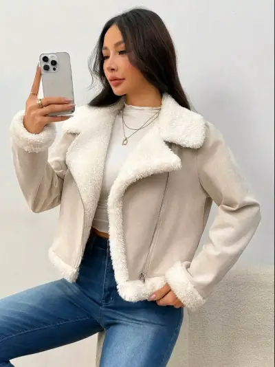 Chaqueta de invierno blanca corta - miniatura 4