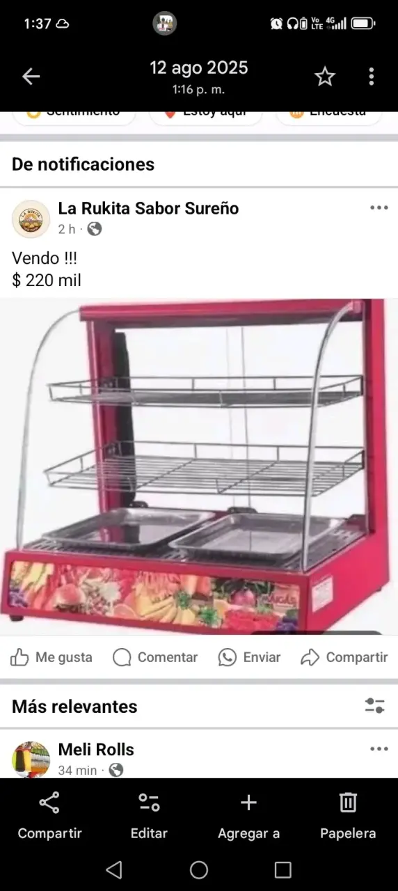 Vitrina Calentadora de Alimentos Roja