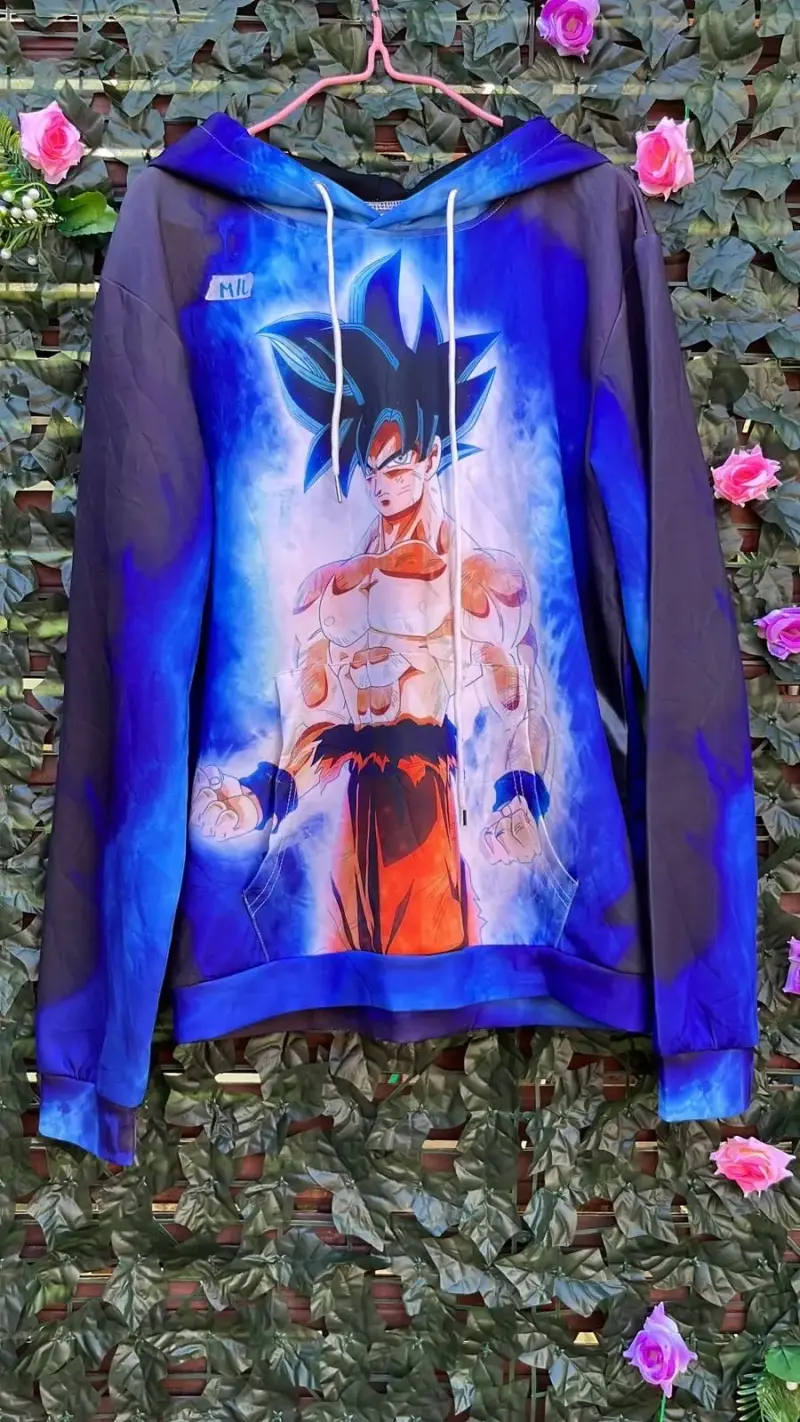 Polerón con capucha de anime Goku azul