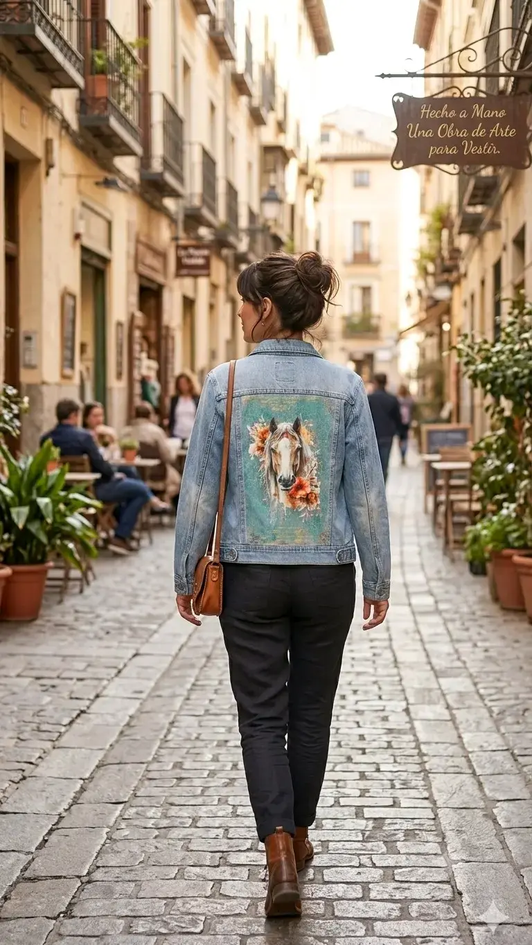 Chaqueta de mezclilla con diseño de caballo - 1