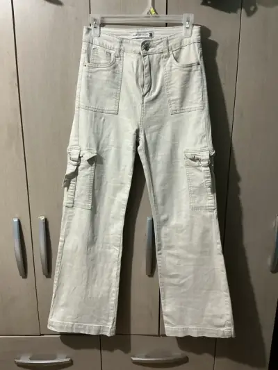 Pantalones cargo beige Clustertrendy talla 36 - miniatura 2