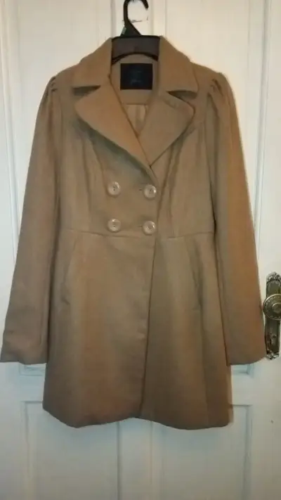 Abrigo de lana beige Stradivarius talla M - miniatura 1