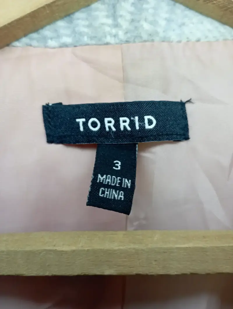 Abrigo de lana a cuadros gris Torrid - 2