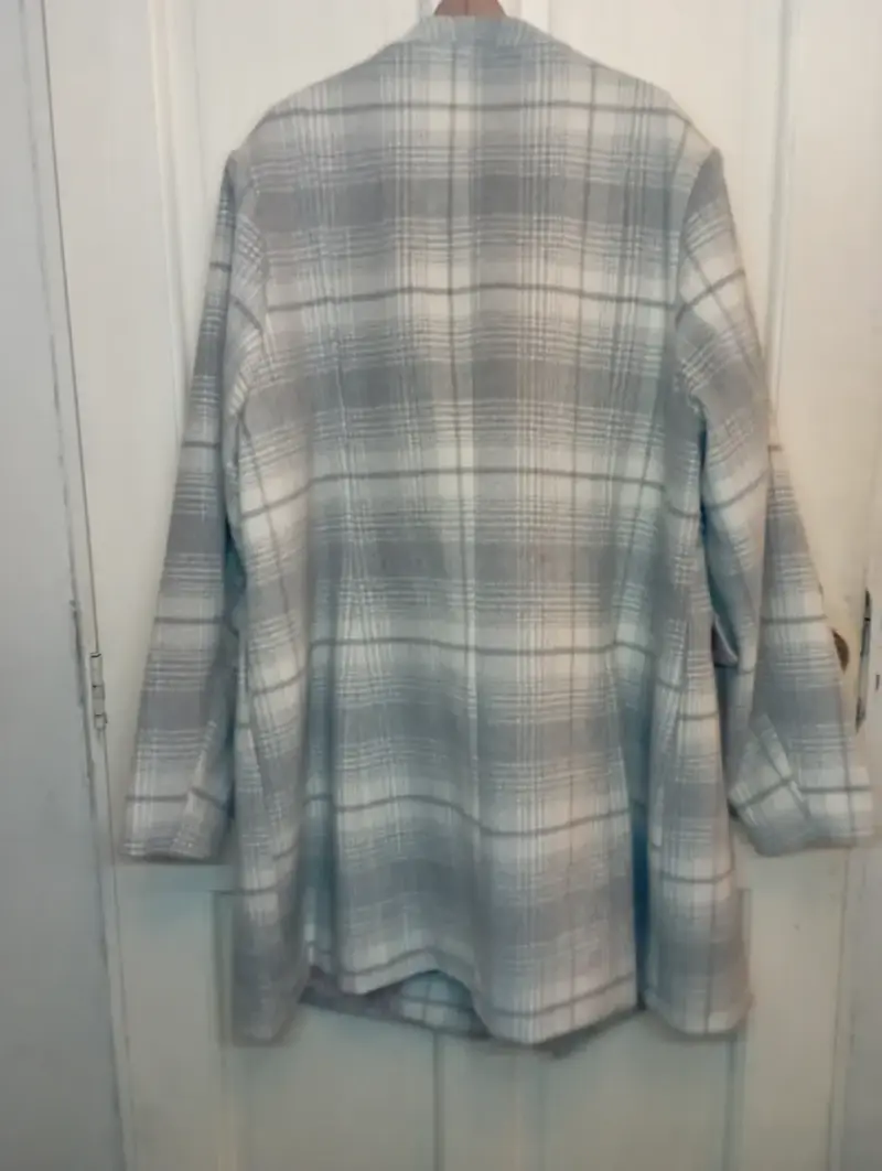 Abrigo de lana a cuadros gris Torrid - 3
