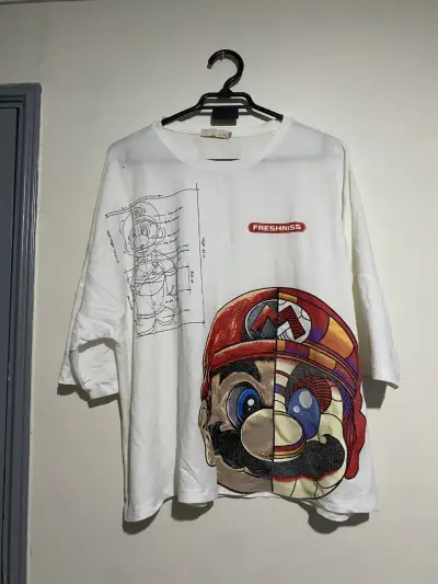 Polera blanca con diseño de Mario Bros Freshniss - miniatura 1