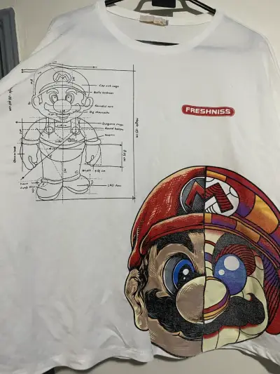 Polera blanca con diseño de Mario Bros Freshniss - miniatura 2