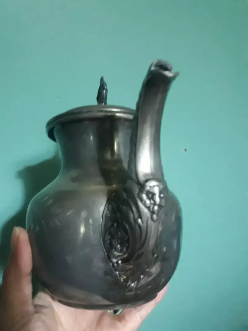 Tetera con baño de plata antigua - 5