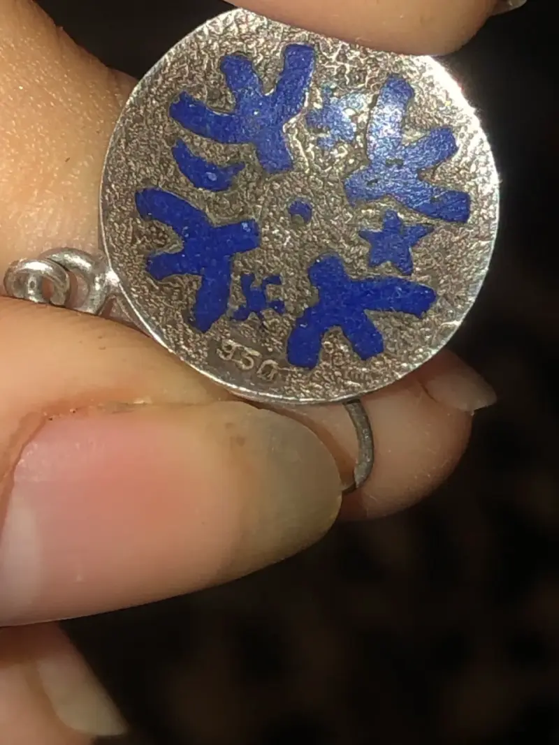 Aros colgantes de plata de 950 con diseño azul - 3