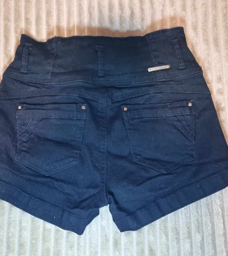 Shorts de mezclilla azul oscuro para mujer - 2