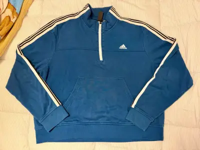 Polerón azul Adidas con cierre medio - miniatura 1