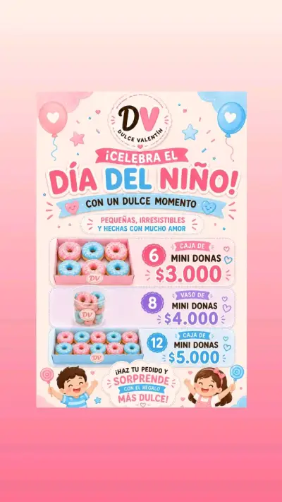 Caja de mini donas decoradas para regalo - miniatura 1