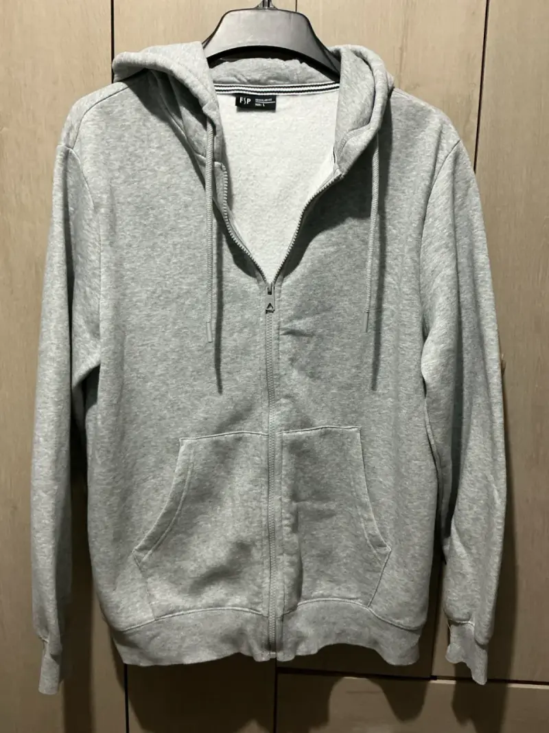 Polerón Hombre gris con capucha y cierre FSP L - 1